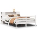  Seng med bokhylle uten madrass hvit 140x200 cm heltre furu 3322204