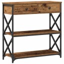  Konsollbord i gammel tre 75x28x75 cm laget av konstruert tre og stål