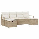  Hagesofa Set 6 pcs beige og krem 230 x 117 x 85 cm Poly rattan