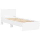  Sengeramme med hodegavl og LED-lys hvit 90x190 cm 8721012241848