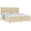  Box Spring Seng med Madrass Krem 200x200 cm Stoff