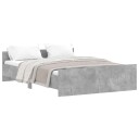 vidaXL Sengeramme med hode- og fotgavl betonggrå 140x190 cm 8721012157415