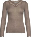 Rosemunde Rwburlington Wool Ls V Neck Lace T Shirt   WALNUT   XL