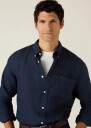 Lexington Clothing Casual Linen B.d Shirt   Navy   L