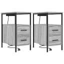  Sengeskaps 2 pcs Grå sonoma 30 x 48 x 61 cm Konstruert tre