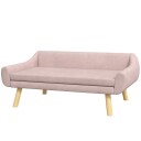 Elegant Rosa Hundesofa I Fløyel Med Ryggstøtte