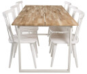 Venture Design Cirebon & Mariette spisegruppe Natur/hvit 6 st stoler & bord 200 x 90 cm