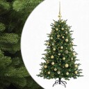 vidaXL Kunstig juletre med julekuler 150 cm 150 LED-lys Varmhvit