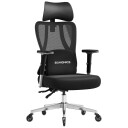 Ergonomisk kontorstol 70×70×136 cm / skrivebordsstol med 4D armlener og korsryggstøtte – Svart