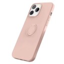 iPhone 13 Pro Max Liquid Silikondeksel med Ringholder Rosa