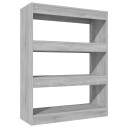 vidaXL Bokhylle/romdeler gr? sonoma eik 80x30x103 cm konstruert tre