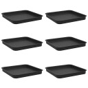 vidaXL Firkantet Blomsterbrett 6 pcs Svart 25,5 x 25,5 x 2,5 cm Plast