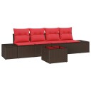vidaXL Hagesofa Set 5 stk. Beige og Rød polyrotting