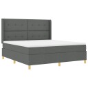  Box Spring Seng med Madrass og LED Mørke Grå 180x200 cm Stoff