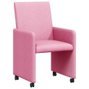  Spisebordsstoler med hjul 2 pcs Rosa 57 x 66 x 94 cm stoff