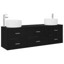 vidaXL Baderomsinnredningssett 3 stk. Svart 49,5 x 44,5 x 66 cm