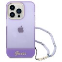 Guess Hardt Deksel iPhone 14 Pro 6,1" Lilla med Gjennomsiktig Perlerem