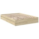  Sengeramme med skuffer sonoma eik 140x200 cm konstruert tre 8721102623127