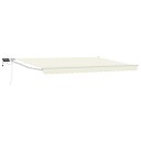 Manuell utvidbar markise med LED lamper Krem og hvit 4 × 3 m