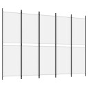 vidaXL Romdeler med 5 paneler hvit 250x180 cm stoff