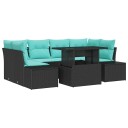 vidaXL Hagesofa Set 7 stk. 6-Antall seter Svart og turkis