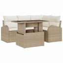  5 Delt Hage Sofa Sett med Puter Beige Polyrattan