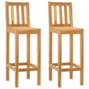  Barstol 2 pcs Brun Massivt Teaktre