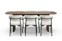 Richeto spisebord 210 cm med 6 Lucy spisestoler - Røkt eik / hvit bouclé