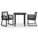 vidaXL Hagemøbelsett 3 deler PVC rotting svart
