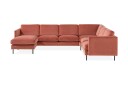 Teodin Hjørnesofa med Divan Venstre Fløyel   Rosa