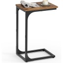 Sidebord 30 x 40 x 62 cm med metallramme i C form   Brun/Svart