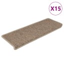 vidaXL Selvklebende trappematter sisal-utseende 15 stk 65x25 cm sand
