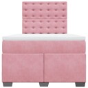  Seng med madrass boksfjær rosa 120x190 cm fløyel