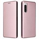 Sony Xperia 10 V Flip-deksel Karbonfiber Roségull