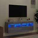 vidaXL Vegghengte TV-benker med LED 2 stk grå sonoma 60x30x40 cm 8721012257788