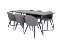 Venture Home Petra Spisegruppe 190 cm Rektangulær med 6 Velvet Stoler Sort