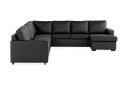 Crazy 7 seters Høyrevendt U formet XX Large Hjørnesofa med Divan i Kunstlær   Svart