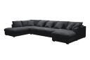 Rossita Lyx 6 seters høyrevendt U formet ekstra dyp sofa med divan og sjeselong i chenille   Svart