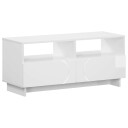 vidaXL TV benk 90 x 34.5 x 40 cm Høgglans hvit Konstruert tre