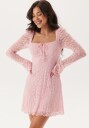 BUBBLEROOM Square Neck Lace Dress Light pink XS