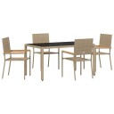 5 Delers Hage Spisebord Beige Poly Rotting