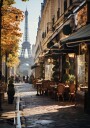 Parisian Street Café in Autumn Plakat Plakat / 40x50cm