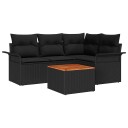 vidaXL Hagesofa Set med lagring 5 pcs Svart polyrotting