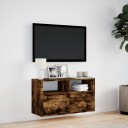  Vegghengt TV-benk med LED røkt eik 80x31x45 cm 8721102968969