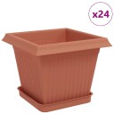 vidaXL Plantepotter 24 pcs Klinker Rød 20 x 20 x 16 cm Plast