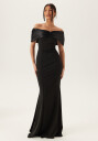 Bubbleroom Occasion Satin Bow Off Shoulder Gown
