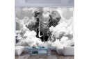 Fototapet Elephant In The Clouds Black And White 200x140 - Artgeist sp. z o. o.