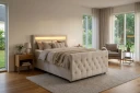 Franco Light komplett sengesett med oppbevaring LED-belysning 120x200 cm - Beige