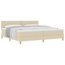  Box Spring Seng Med Madrass Krem 200x200 cm Stoff