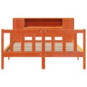  Seng med bokhylle uten madrass voksbrun 160x200 cm heltre furu 8721158604606